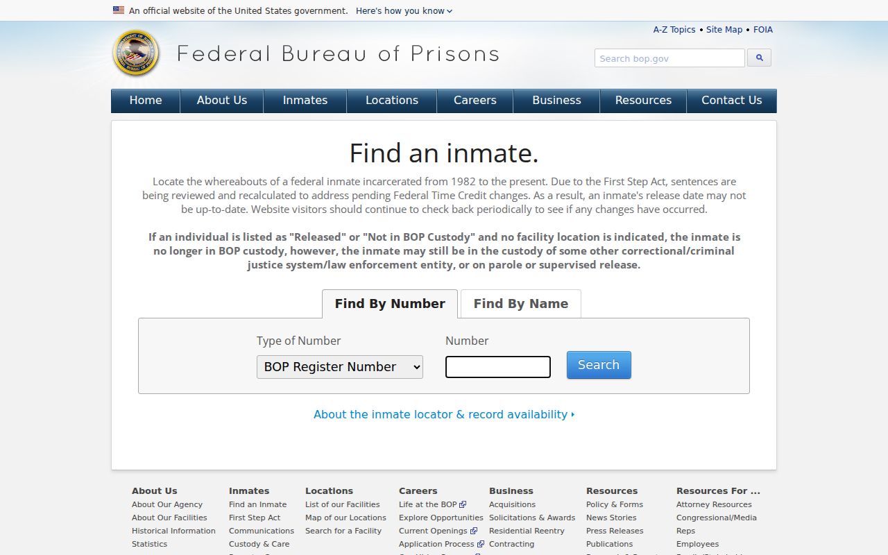 Reagan County federal arrest custody search through BOP