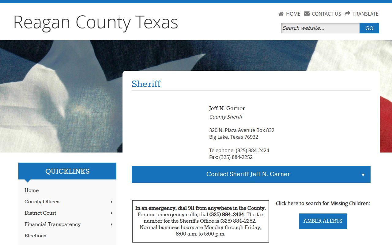 Reagan County arrest record sheriff contact information