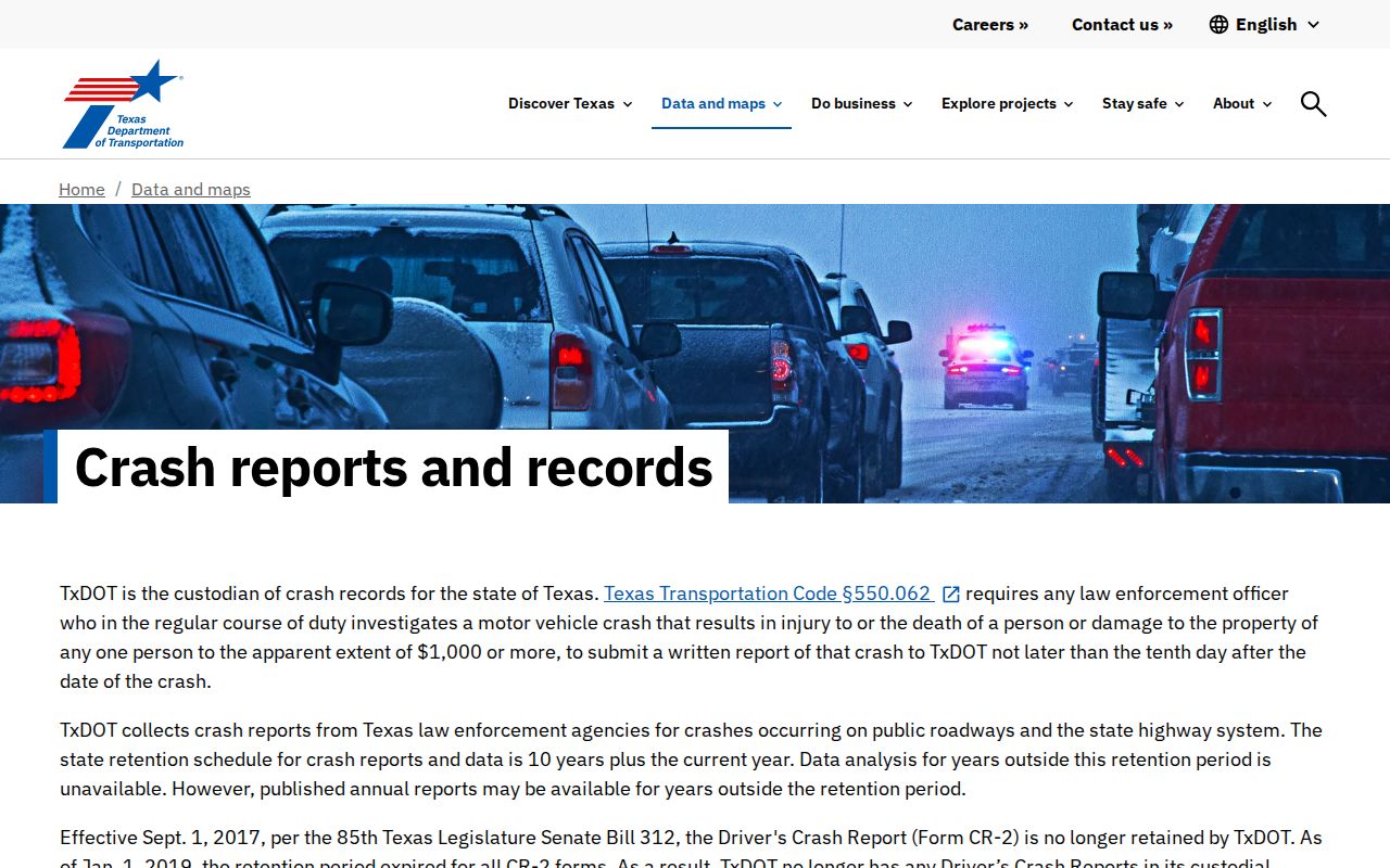 Reagan County arrest and crash record channel through TxDOT