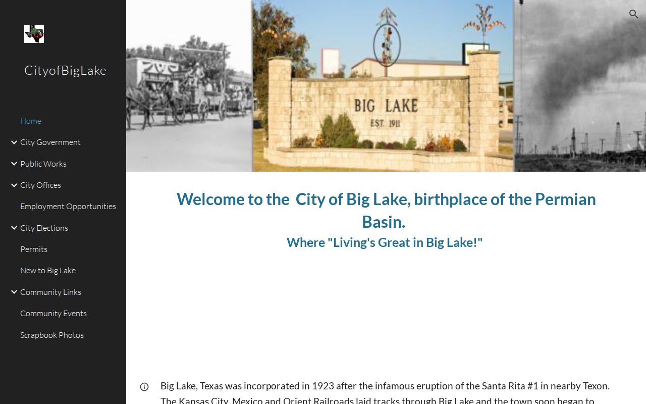Official Big Lake city page used for Big Lake criminal history access context