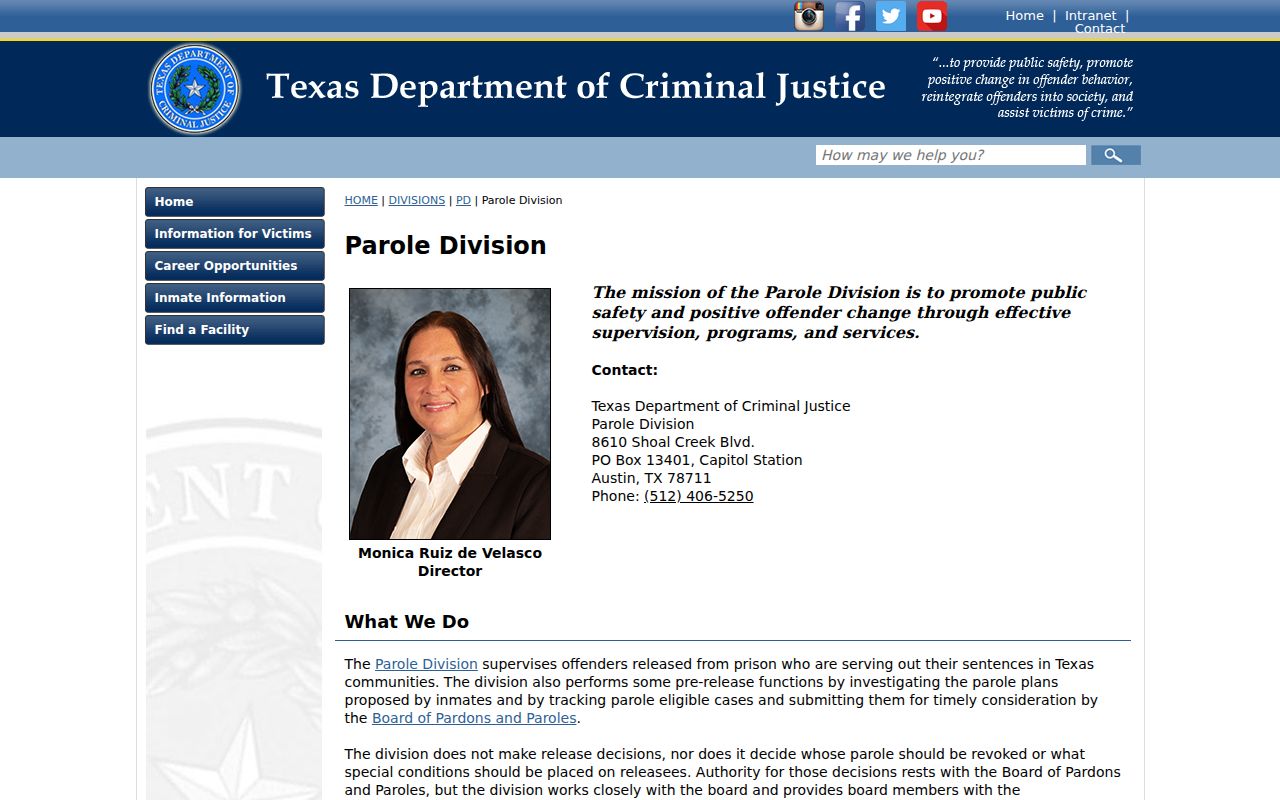 Reagan County criminal history TDCJ parole supervision information
