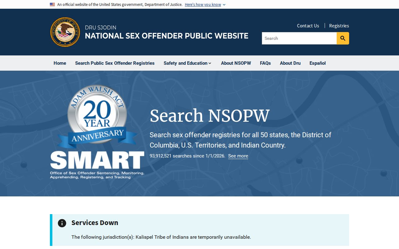 NSOPW national search layer for a Reagan County sex offender check